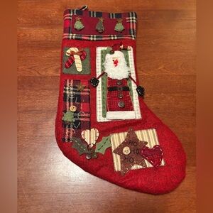 Vintage Festive Red Christmas Stocking with Santa Design